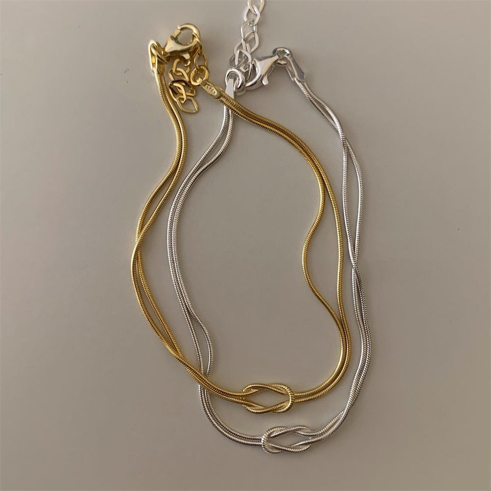 Stainless Steel Valentine's Day Knot Snake Chain Necklace