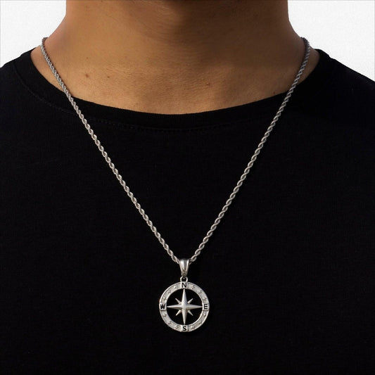 Stainless Steel Compass Circular Necklace